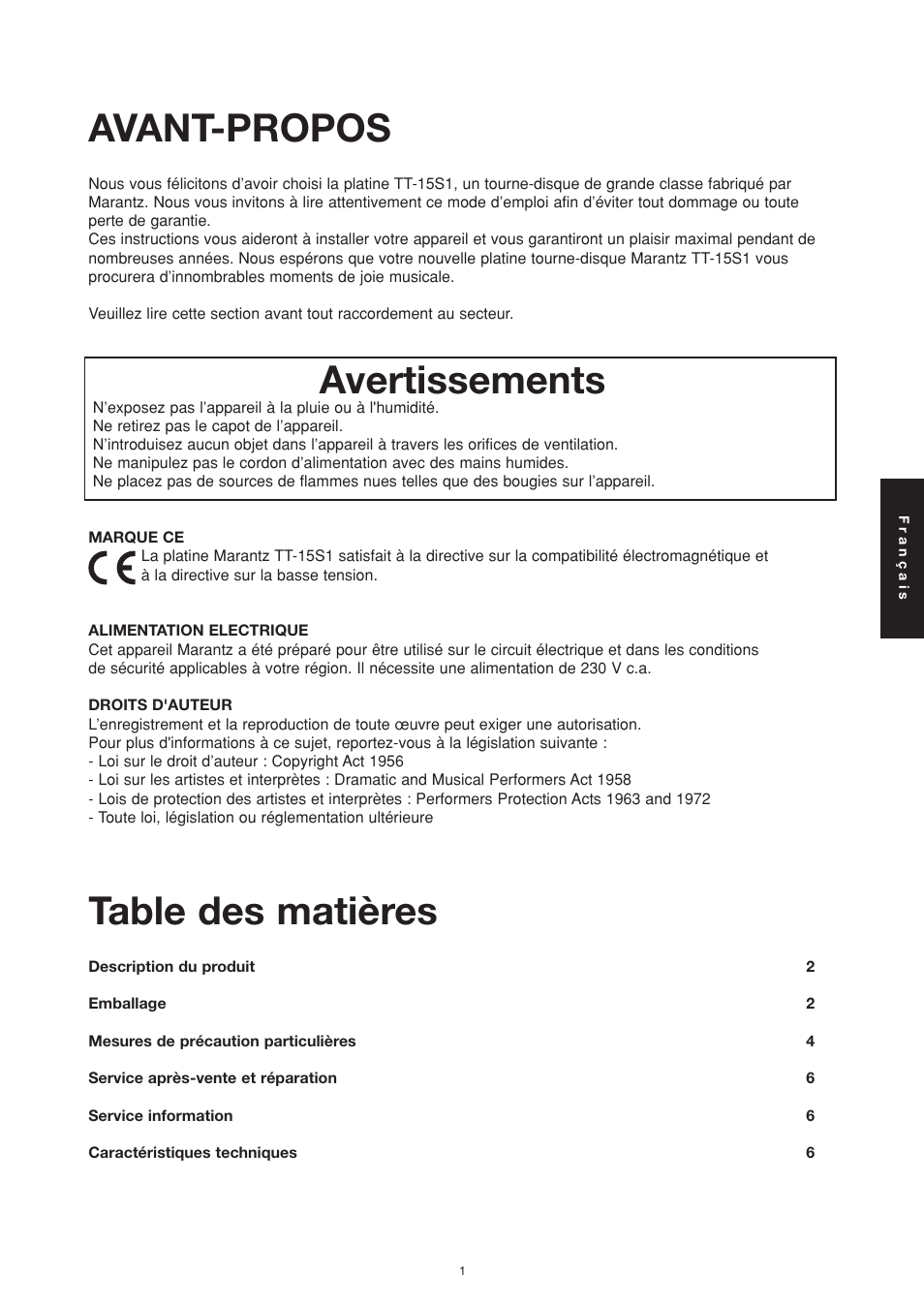 Marantz TT15S1N User Manual | Page 15 / 39