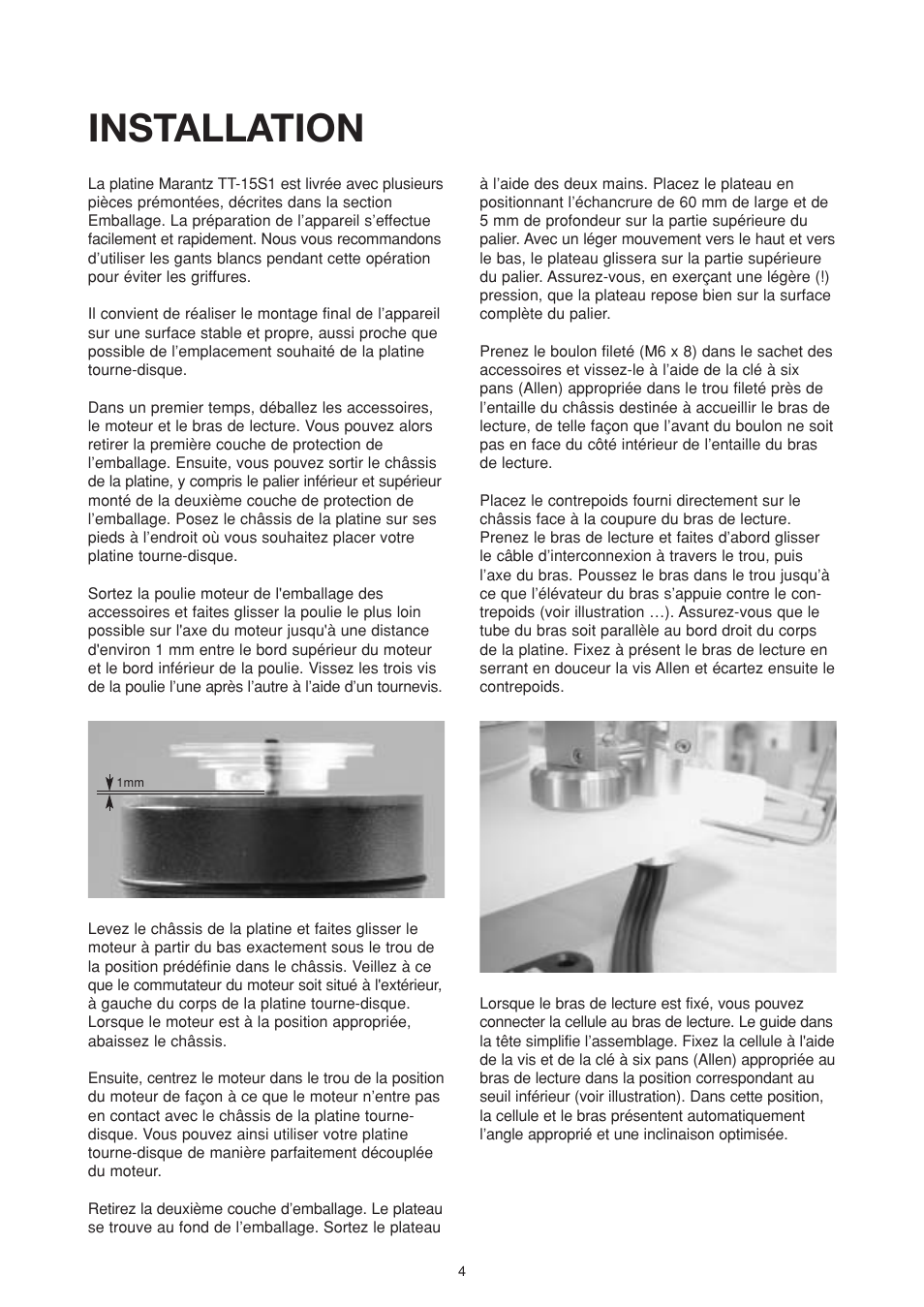 Installation | Marantz TT15S1N User Manual | Page 18 / 39