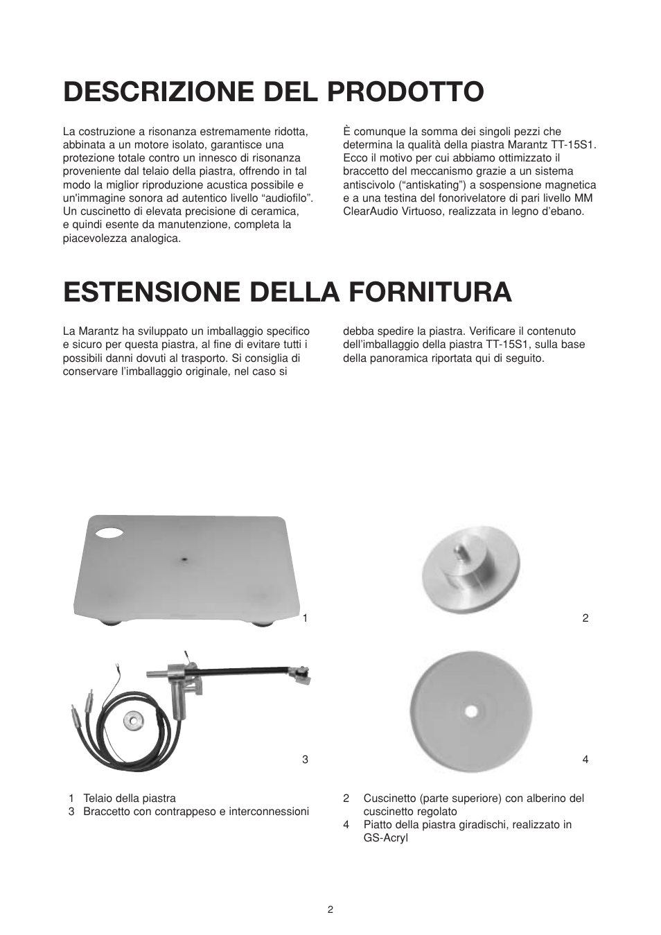 Descrizione del prodotto, Estensione della fornitura | Marantz TT15S1N User Manual | Page 28 / 39