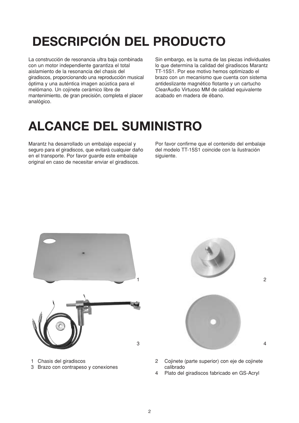 Descripción del producto, Alcance del suministro | Marantz TT15S1N User Manual | Page 34 / 39