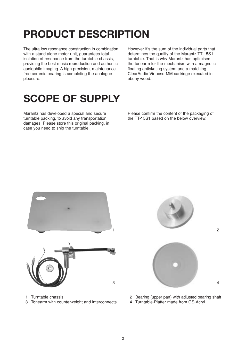 Product description, Scope of supply | Marantz TT15S1N User Manual | Page 4 / 39