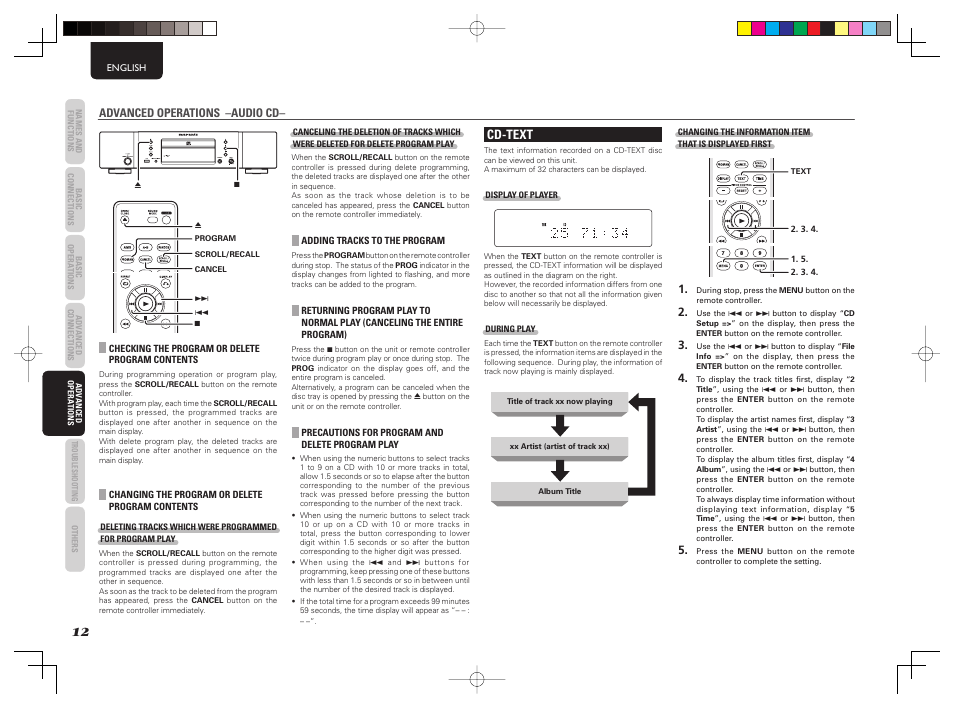 Cd-text | Marantz CD6003 User Manual | Page 18 / 33