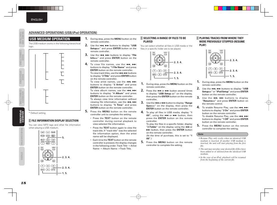 Usb medium operation, Advanced operations (usb/ipod operation) | Marantz CD6003 User Manual | Page 24 / 33