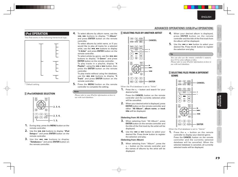 Ipod operation, Advanced operations (usb/ipod operation) | Marantz CD6003 User Manual | Page 25 / 33
