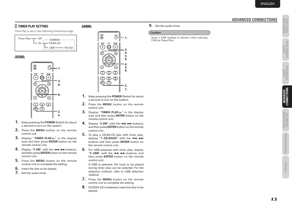 Advanced connections | Marantz SA7003 User Manual | Page 17 / 34