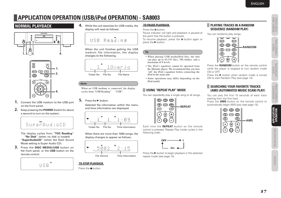 Normal playback 0 2 7 8 | Marantz SA7003 User Manual | Page 21 / 34