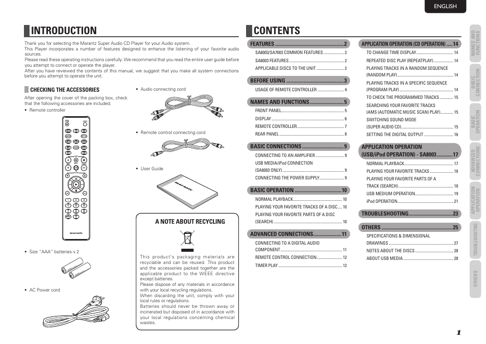 Marantz SA7003 User Manual | Page 5 / 34