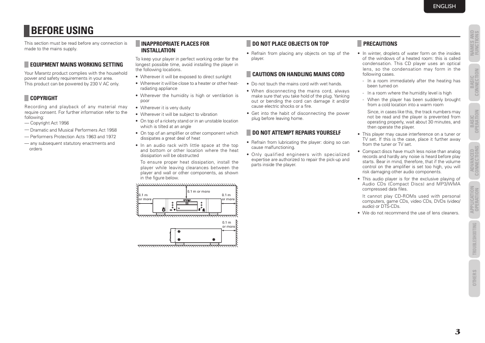 Before using | Marantz SA7003 User Manual | Page 7 / 34