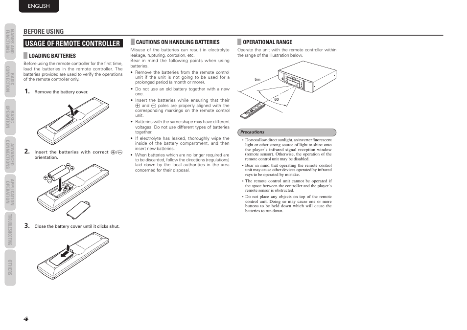 Usage of remote controller, Before using | Marantz SA7003 User Manual | Page 8 / 34