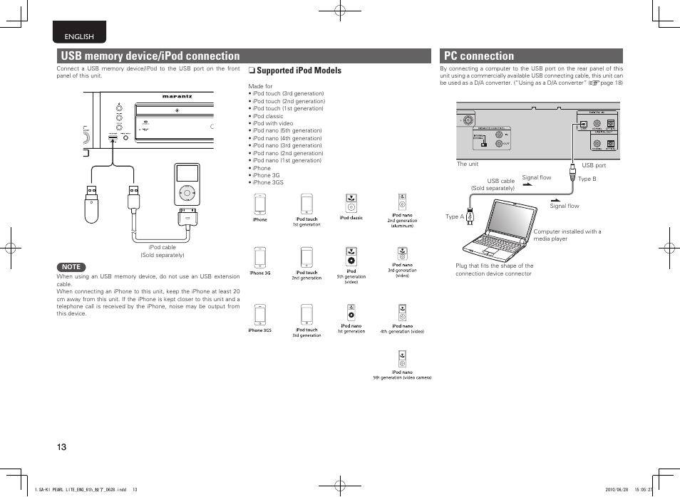 Pc connection | Marantz SA-KI Pearl Lite User Manual | Page 18 / 36