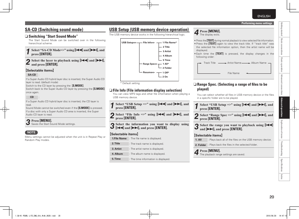 Sa-cd (switching sound mode) | Marantz SA-KI Pearl Lite User Manual | Page 25 / 36