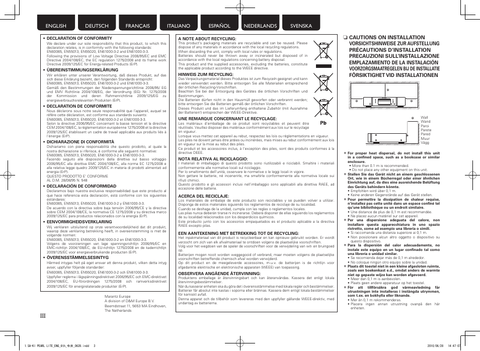 Marantz SA-KI Pearl Lite User Manual | Page 4 / 36