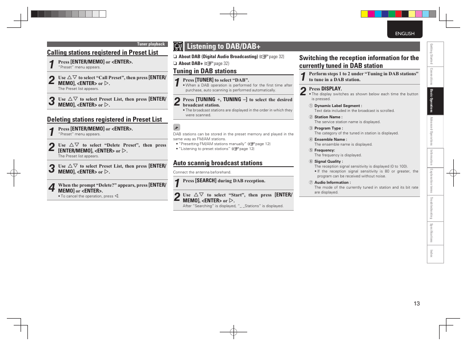 Listening to dab/dab | Marantz NA7004 User Manual | Page 19 / 46