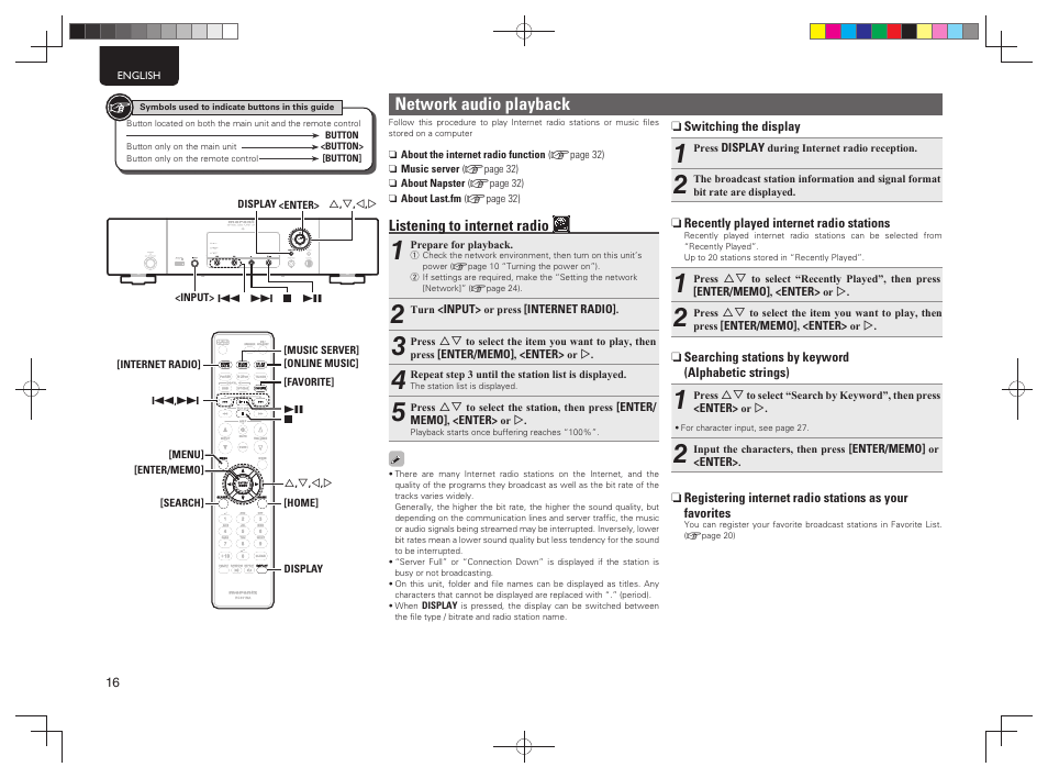 Network audio playback | Marantz NA7004 User Manual | Page 22 / 46