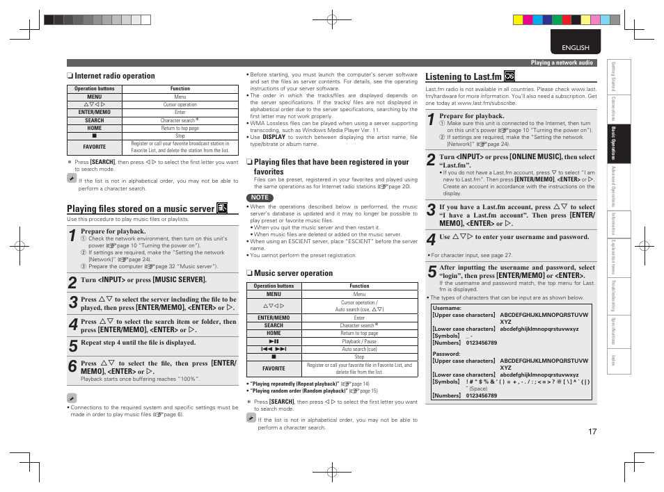 Playing ﬁ les stored on a music server, Listening to last.fm | Marantz NA7004 User Manual | Page 23 / 46