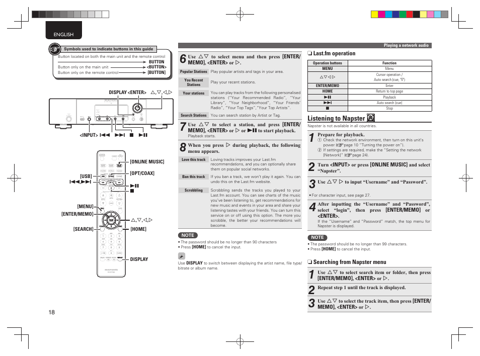 Listening to napster | Marantz NA7004 User Manual | Page 24 / 46