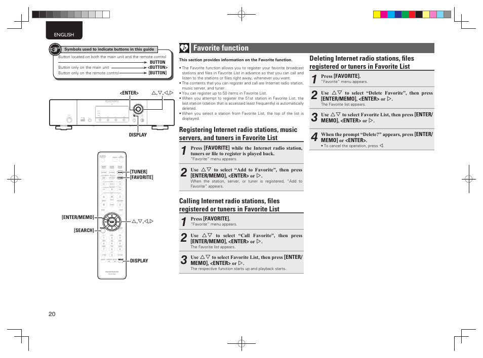 Favorite function | Marantz NA7004 User Manual | Page 26 / 46