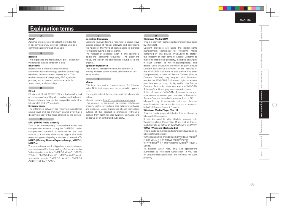 Explanation terms | Marantz NA7004 User Manual | Page 39 / 46