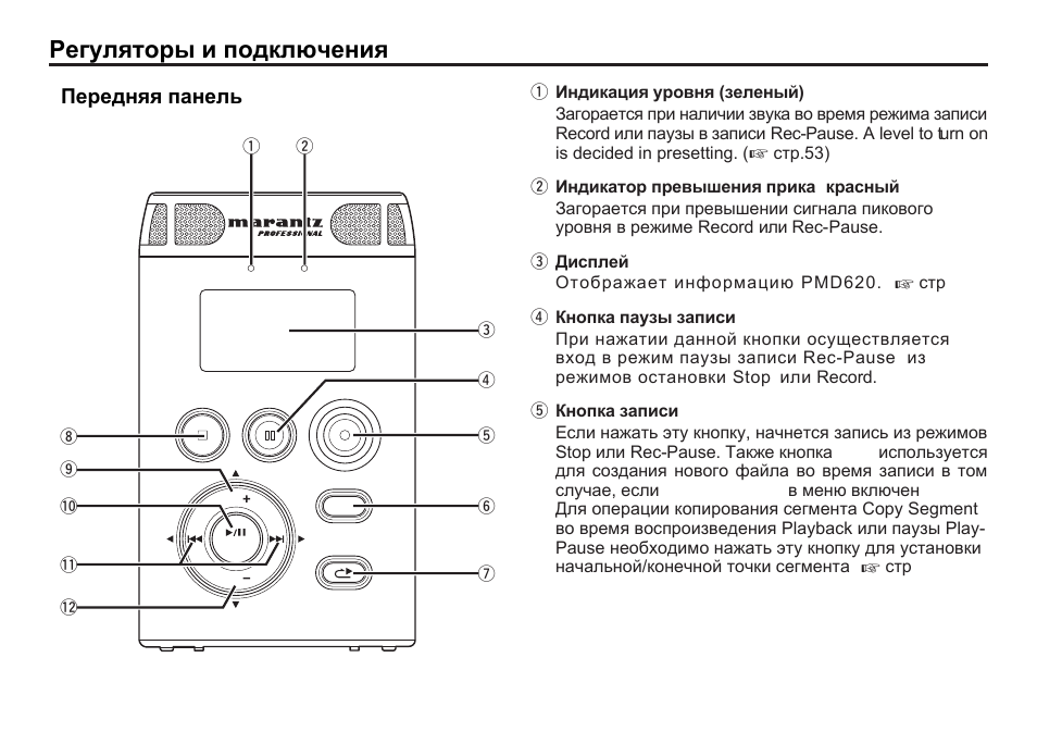 Marantz PMD620 User Manual | Page 10 / 64