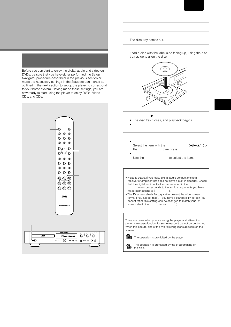 Getting started using your dvd player, Playing dvds, video cds and cds, Dvd vcd cd | English | Marantz DV-17 User Manual | Page 17 / 52