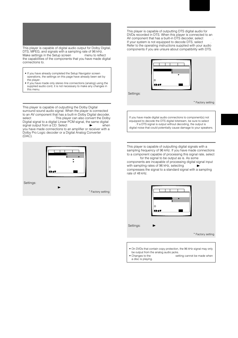 Dolby digital out, Dts out, 96 khz pcm out | English | Marantz DV-17 User Manual | Page 23 / 52