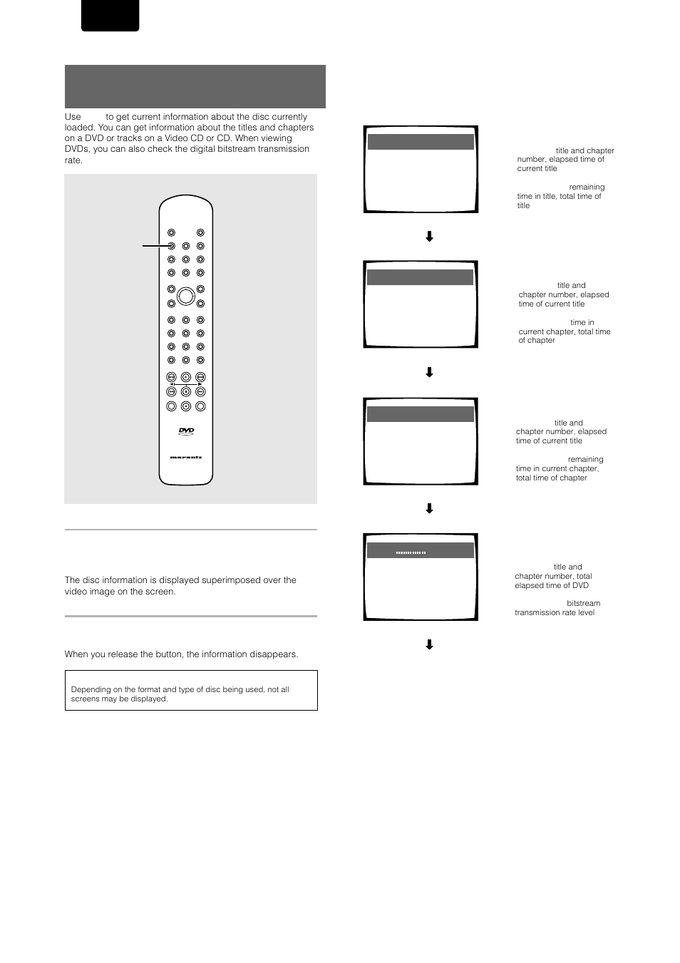 Viewing disc information, English, Dvd/video cd/cd | Marantz DV-17 User Manual | Page 44 / 52