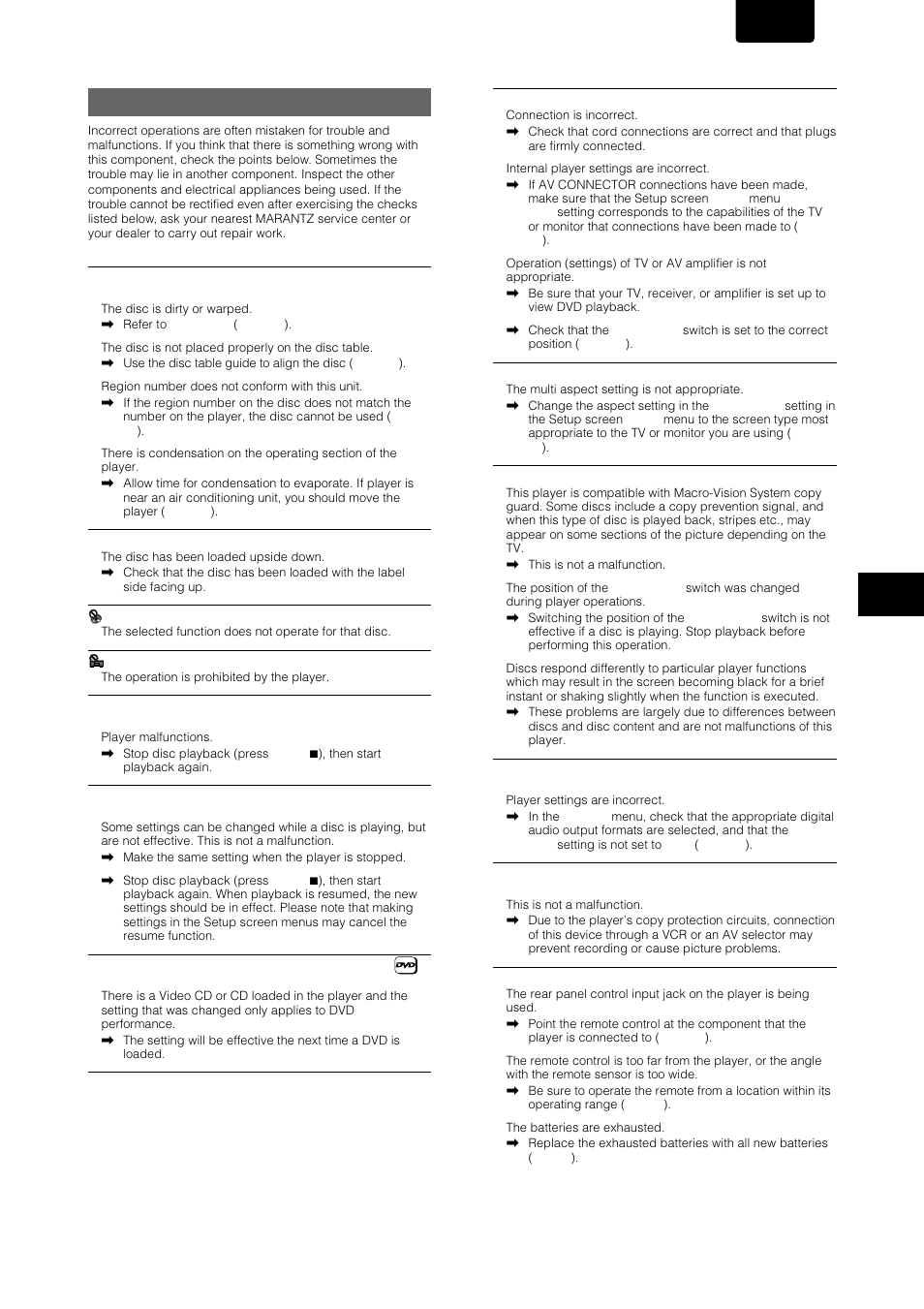 Troubleshooting, English | Marantz DV-17 User Manual | Page 49 / 52