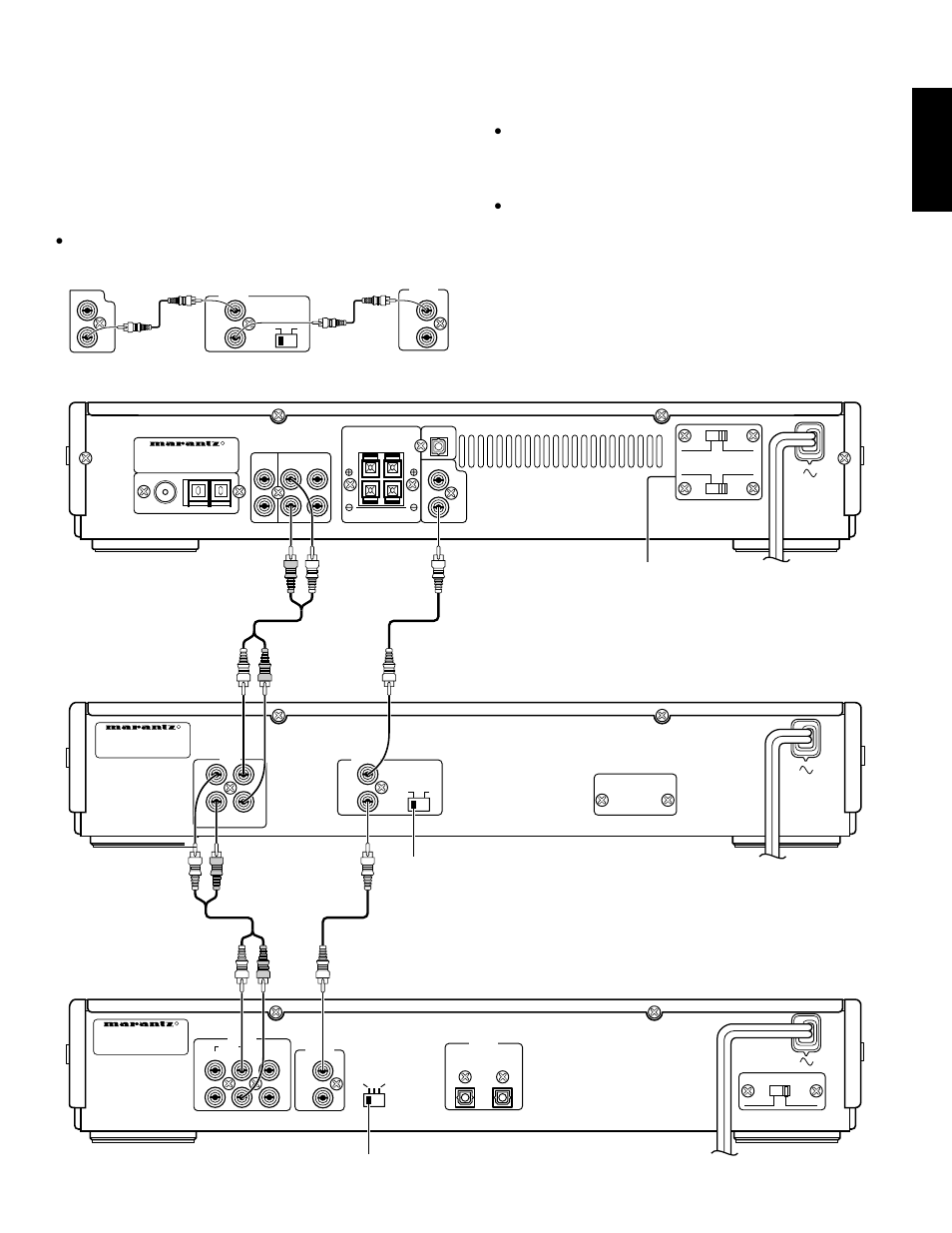 Connections, English fran ç ais, System connection through al-bus | Connection of d-bus remote control bus, System (al-bus) | Marantz CR2020 User Manual | Page 6 / 22