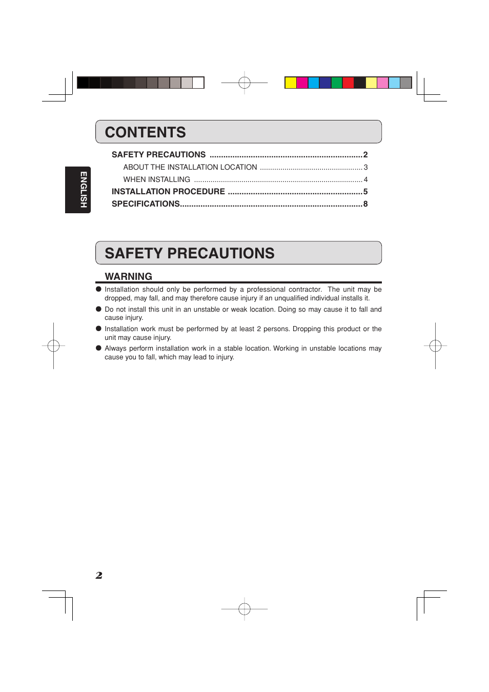 Safety precautions contents, Warning | Marantz MT7001 User Manual | Page 2 / 8