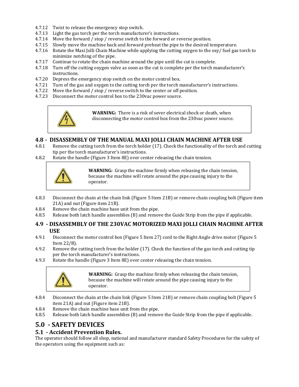 0 - safety devices | Mathey Dearman Maxi Jolli Chain Machine User Manual | Page 12 / 23