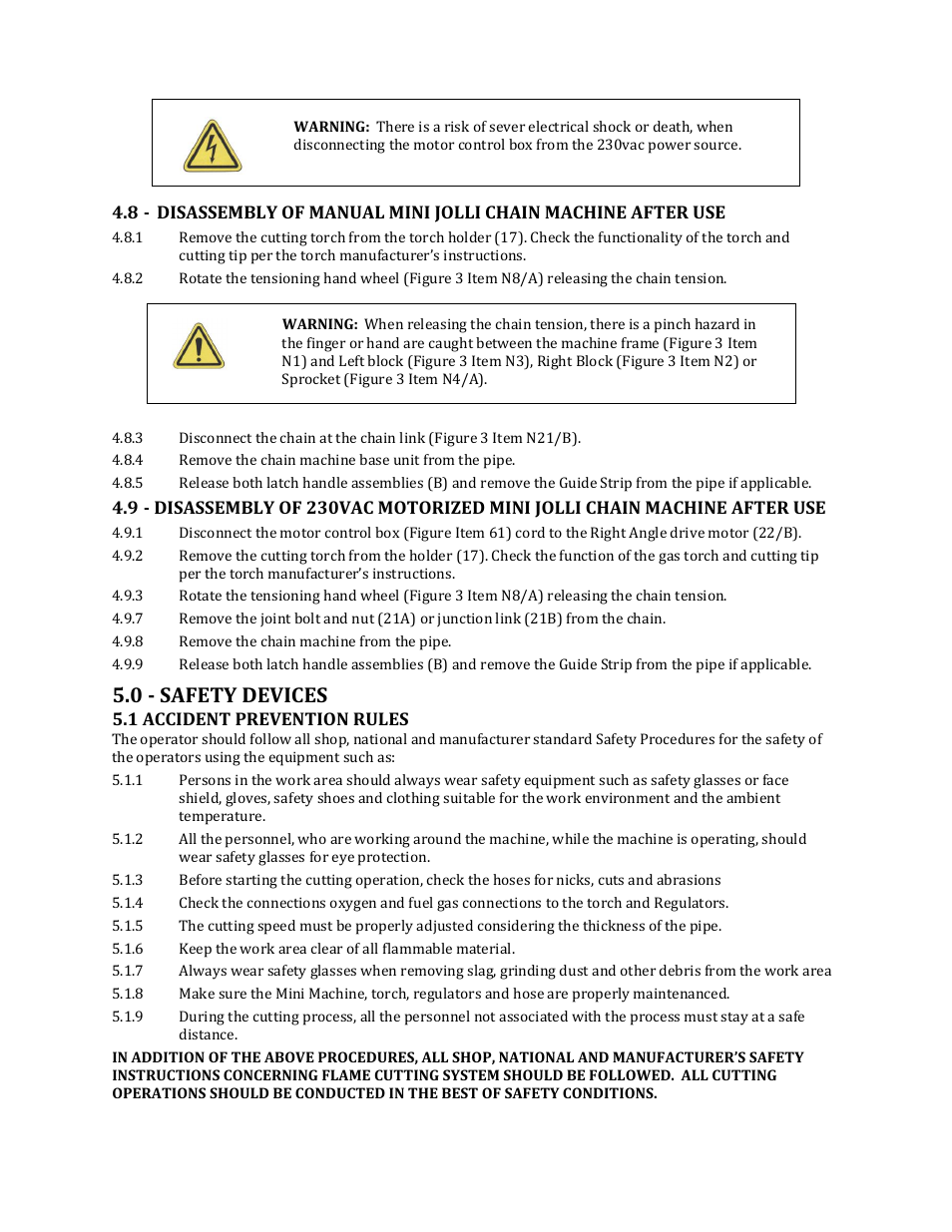 0 - safety devices | Mathey Dearman Mini Jolli Chain Machine User Manual | Page 12 / 20