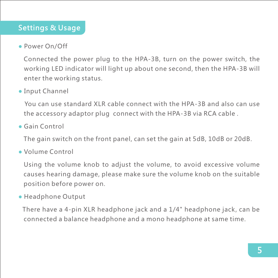 Matrix Audio HPA-3B User Manual | Page 6 / 11