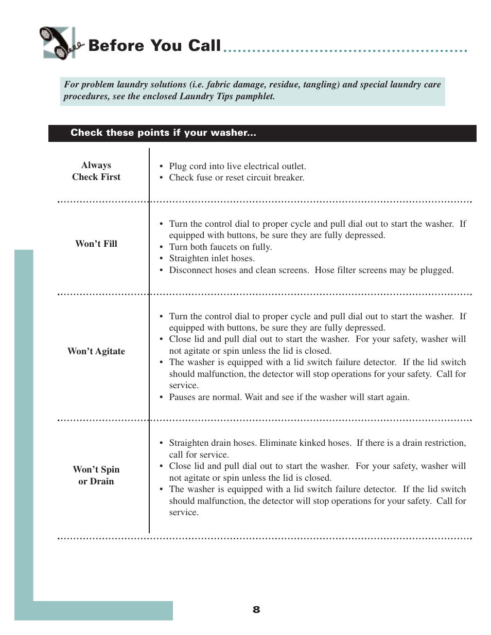Before you call | Maytag MAV6057AWW User Manual | Page 10 / 12