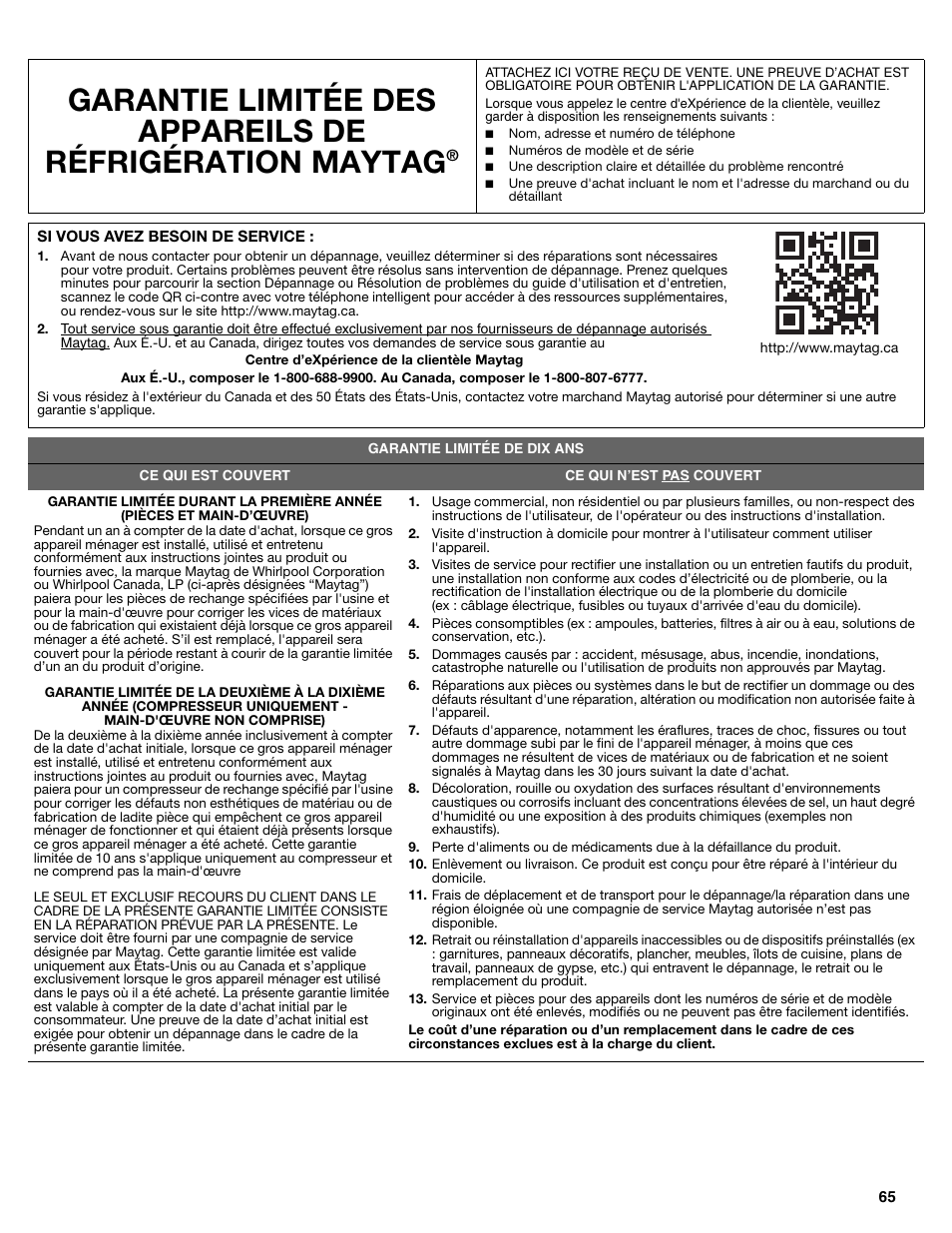 Maytag MRT519SZDM User Manual | Page 65 / 68