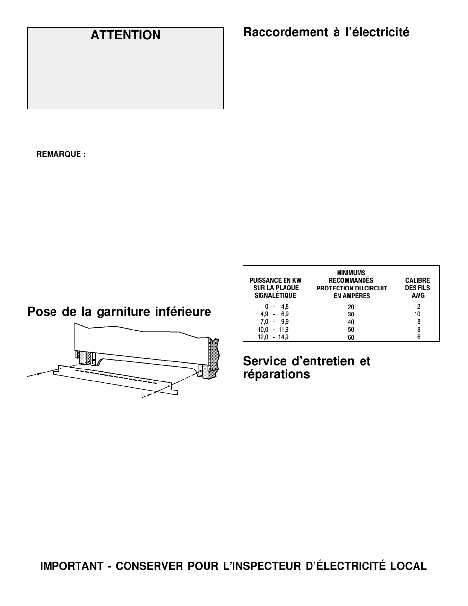 Attention, Service d’entretien et réparations | Maytag MEW6630DDQ User Manual | Page 6 / 6