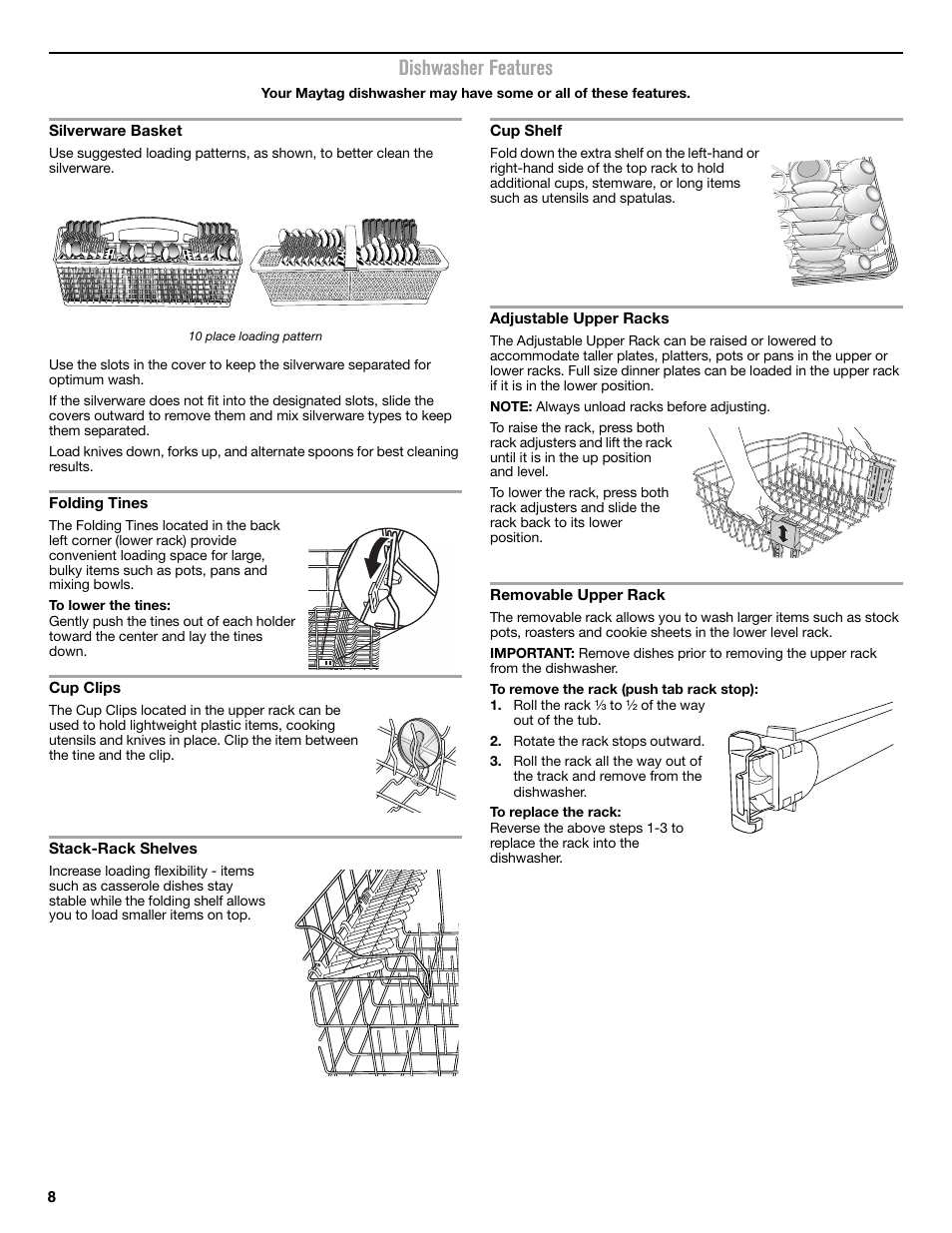 Dishwasher features | Maytag MDB8969SDM User Manual | Page 8 / 42