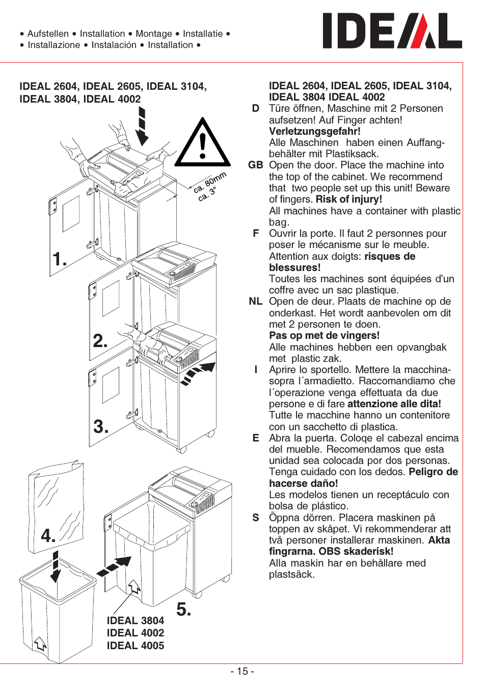 MBM Corporation IDEAL 4005 User Manual | Page 15 / 56