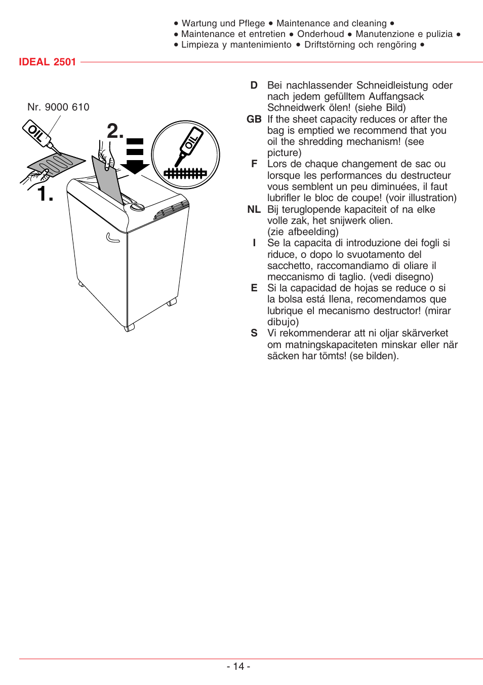 MBM Corporation IDEAL 2501 User Manual | Page 14 / 24