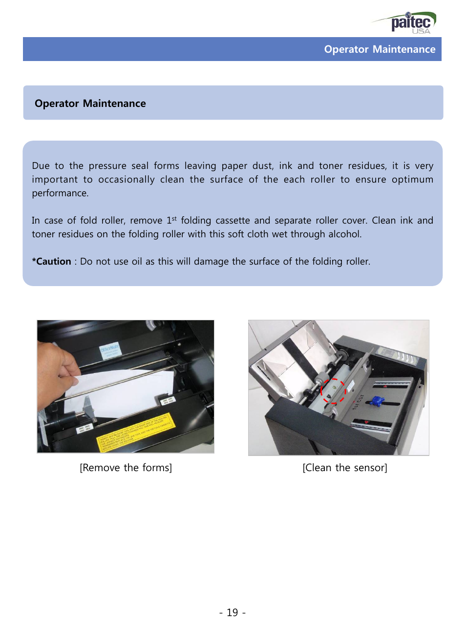 Operator maintenance | MBM Corporation ES 5500 User Manual | Page 19 / 20