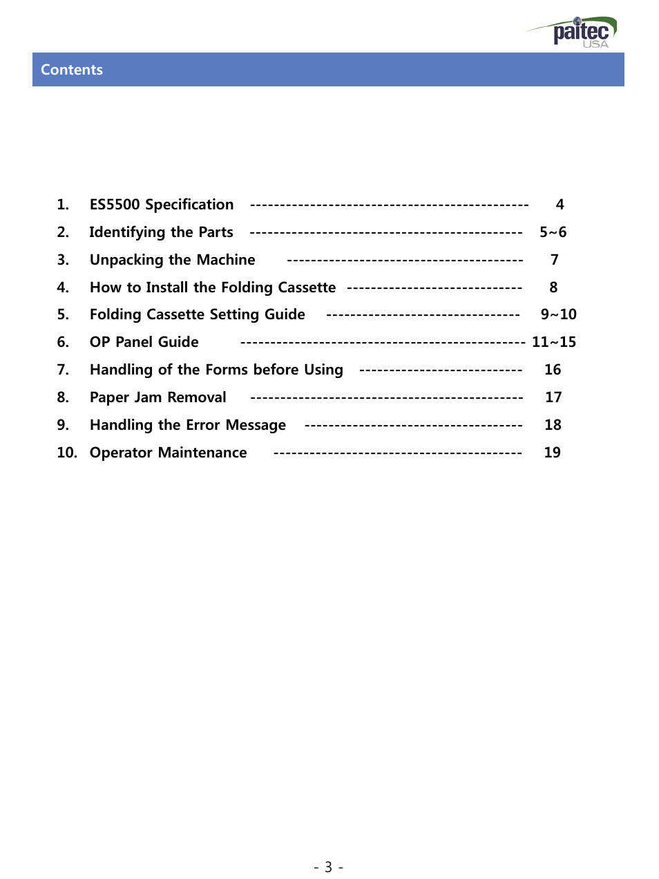 MBM Corporation ES 5500 User Manual | Page 3 / 20