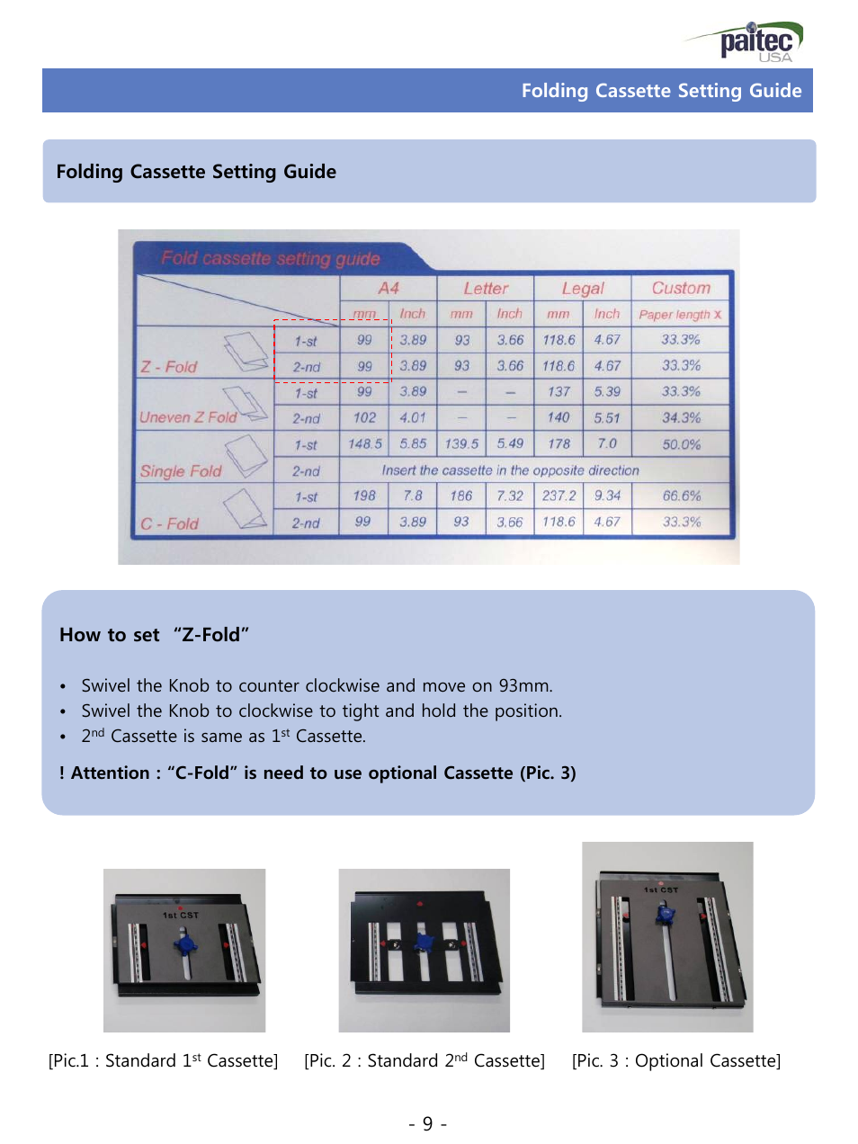 Slide number 9, How to set “z-fold | MBM Corporation ES 5500 User Manual | Page 9 / 20