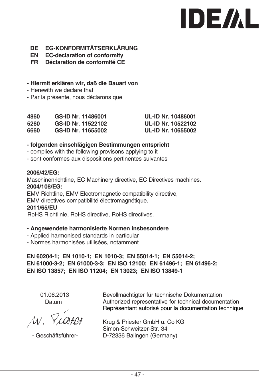 MBM Corporation TRIUMPH 6660 User Manual | Page 47 / 48