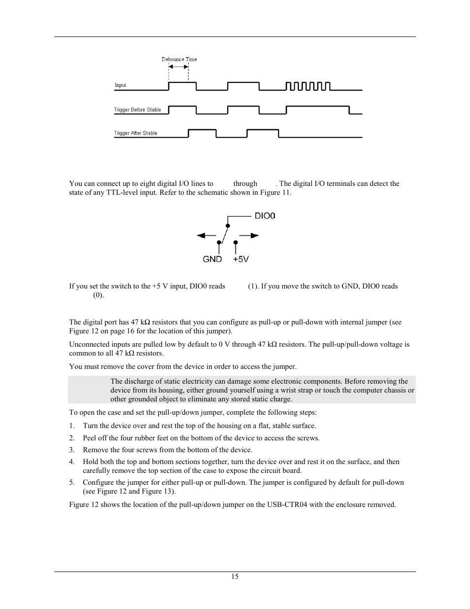 Digital i/o, Pull-up/down jumper | Measurement Computing USB-CTR04 User Manual | Page 15 / 25