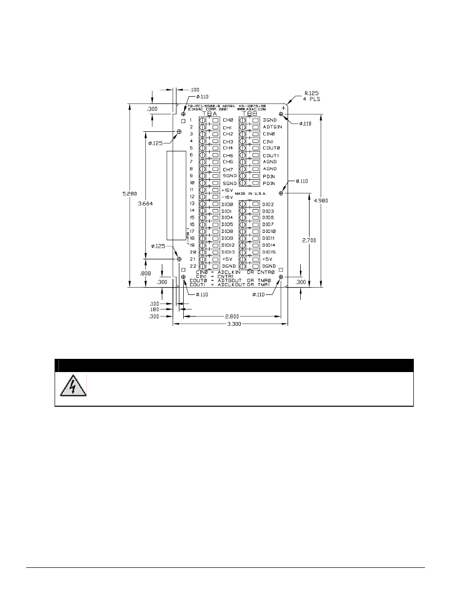 Warning | Measurement Computing ADAC/5500 Series Installation User Manual | Page 14 / 16