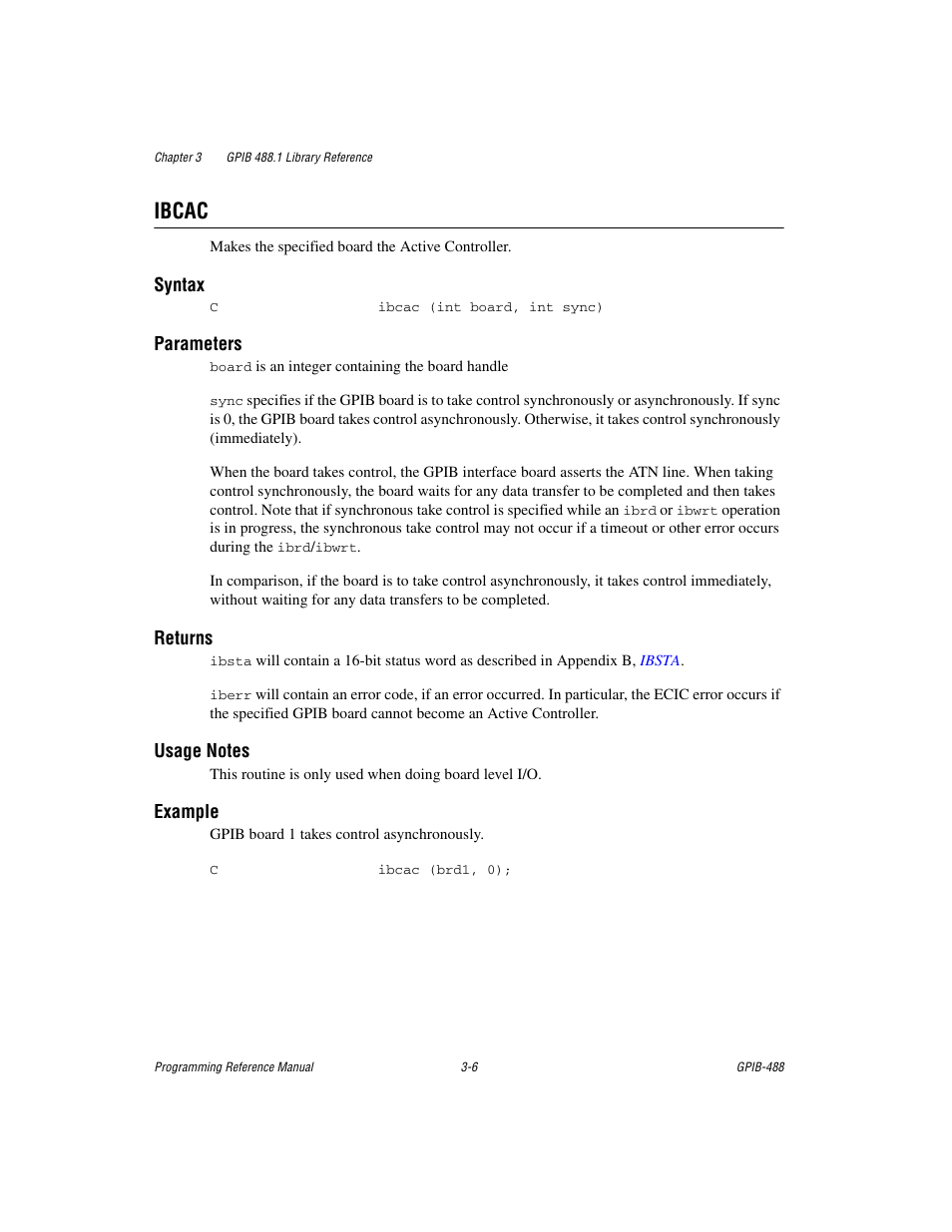 Ibcac, Ibcac -6 | Measurement Computing GPIB-488 User Manual | Page 19 / 116