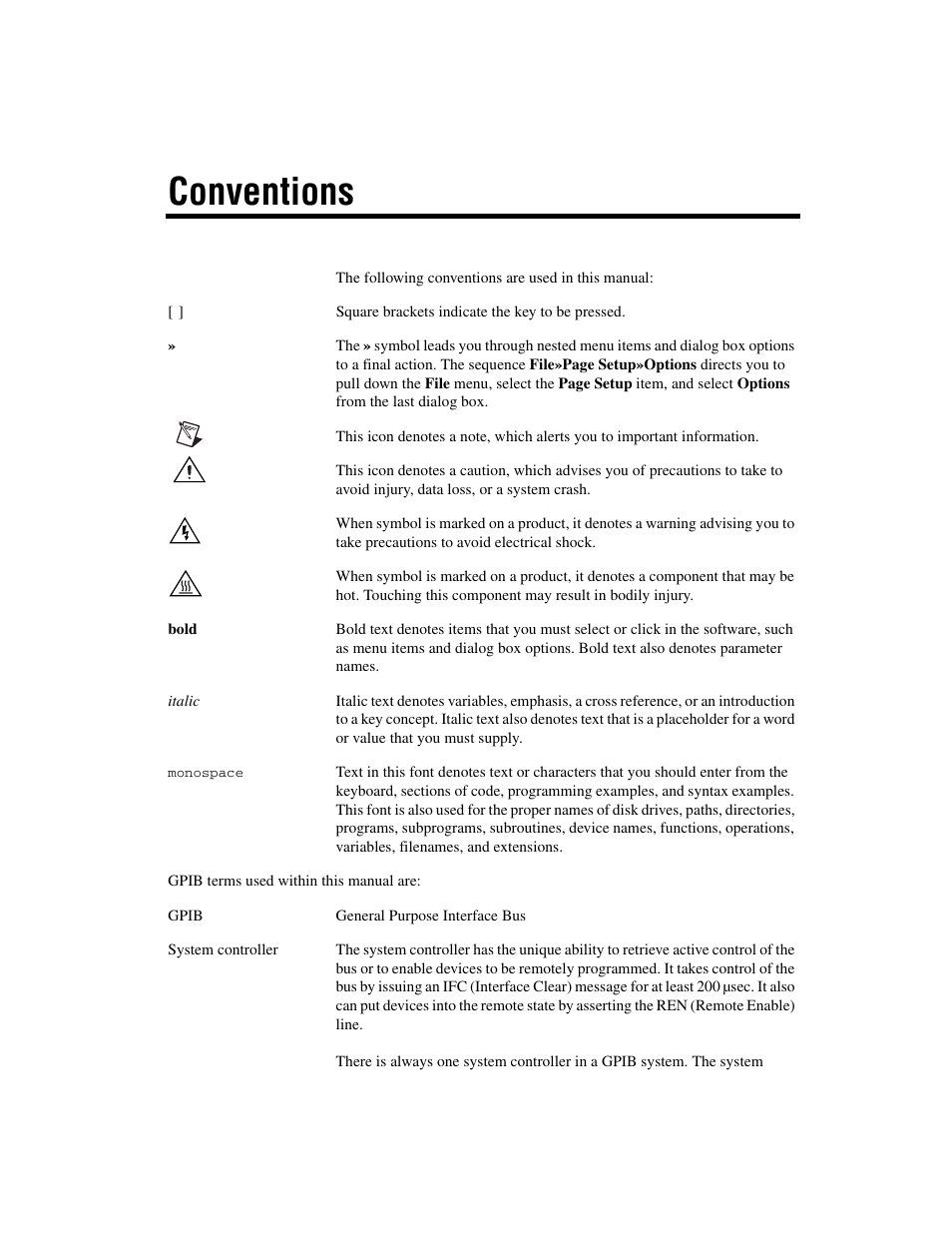 Conventions | Measurement Computing GPIB-488 User Manual | Page 3 / 116