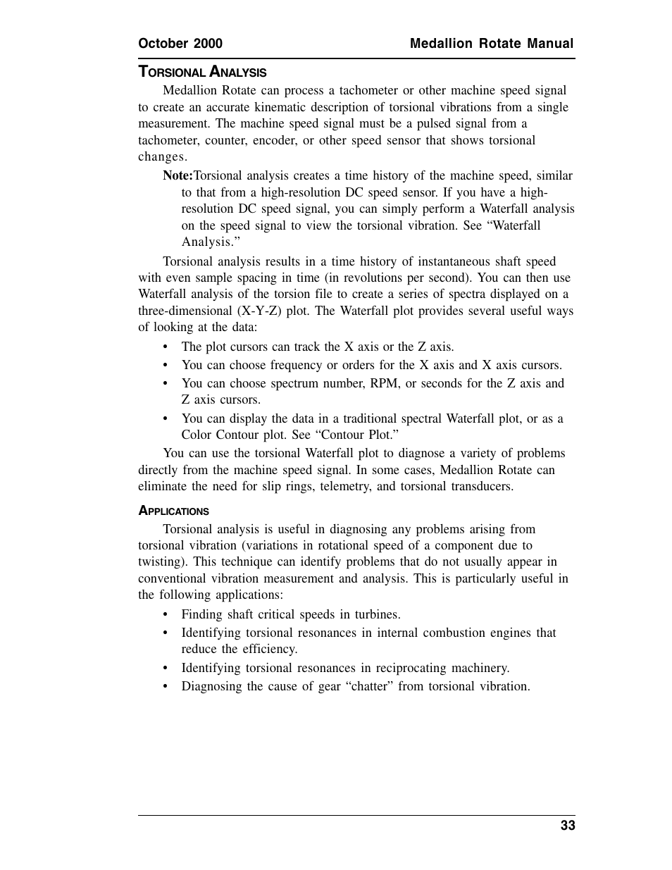 Torsional analysis, Applications, Orsional | Nalysis, Pplications | Measurement Computing Medallion Rotate rev.2.3 User Manual | Page 33 / 52