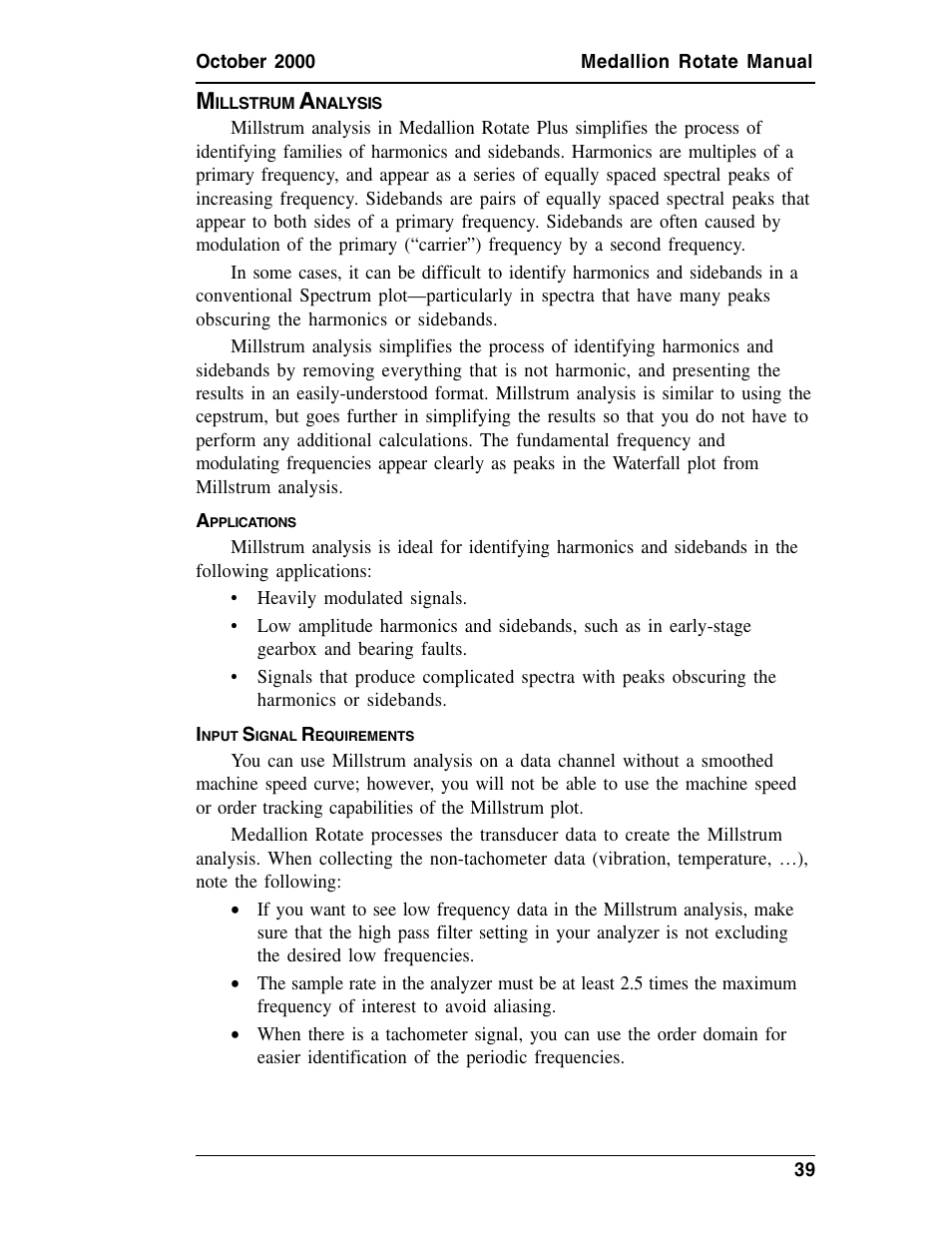 Millstrum analysis, Applications, Input signal requirements | Illstrum, Nalysis, Pplications, Nput, Ignal, Equirements | Measurement Computing Medallion Rotate rev.2.3 User Manual | Page 39 / 52