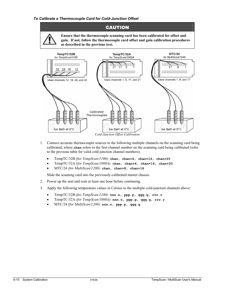 Caution | Measurement Computing TempScan/1100 User Manual | Page 126 / 306
