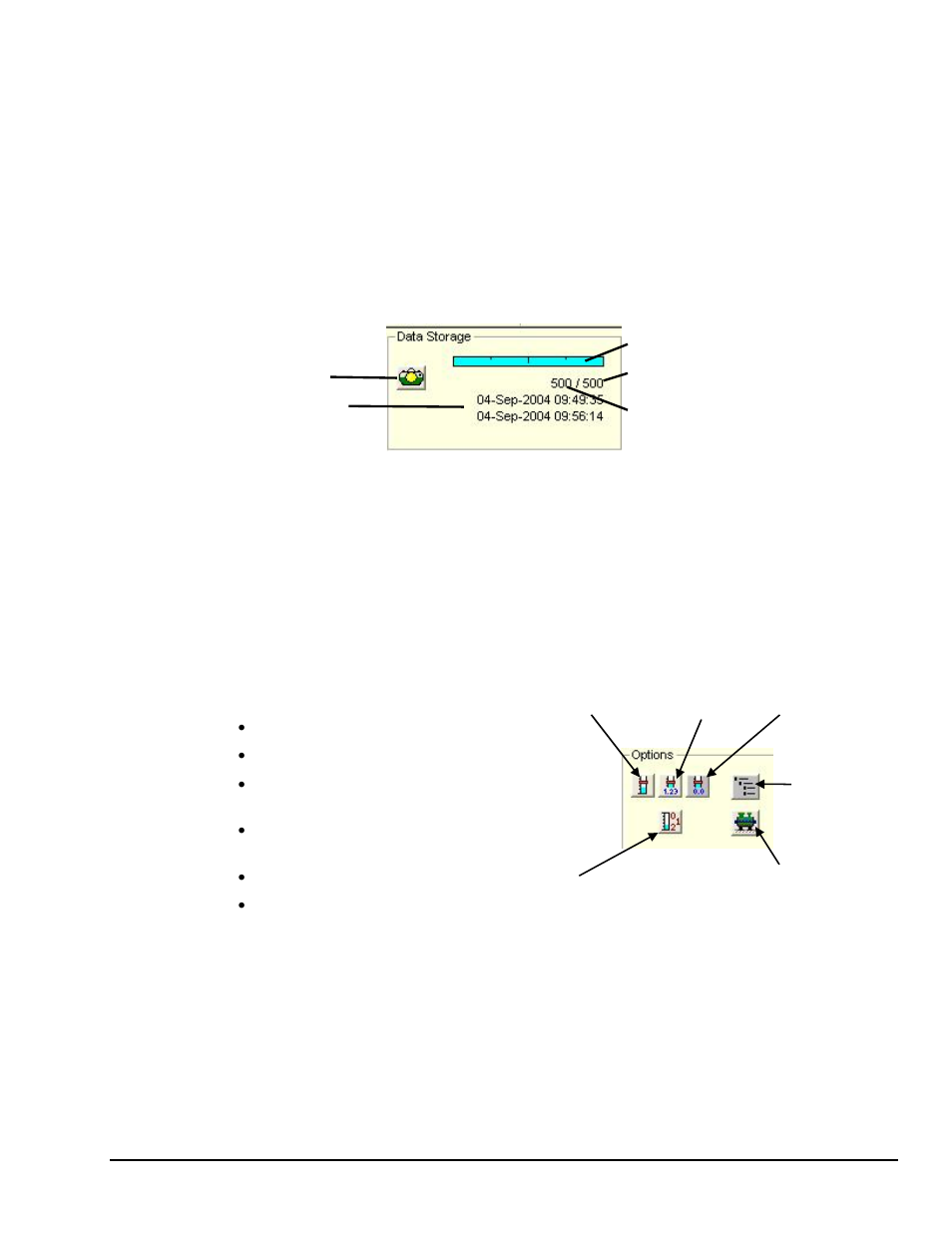 Data storage panel, Options panel | Measurement Computing eZ-TOMAS rev.11.0 User Manual | Page 13 / 94